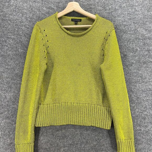 Banana Republic Sweater Pullover Women L Large Green Knit Long Sleeve Crew Neck - Picture 3 of 10